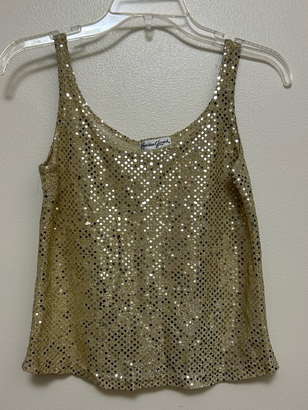 Christine Gerard Gold Sequin Tank Top Size-S